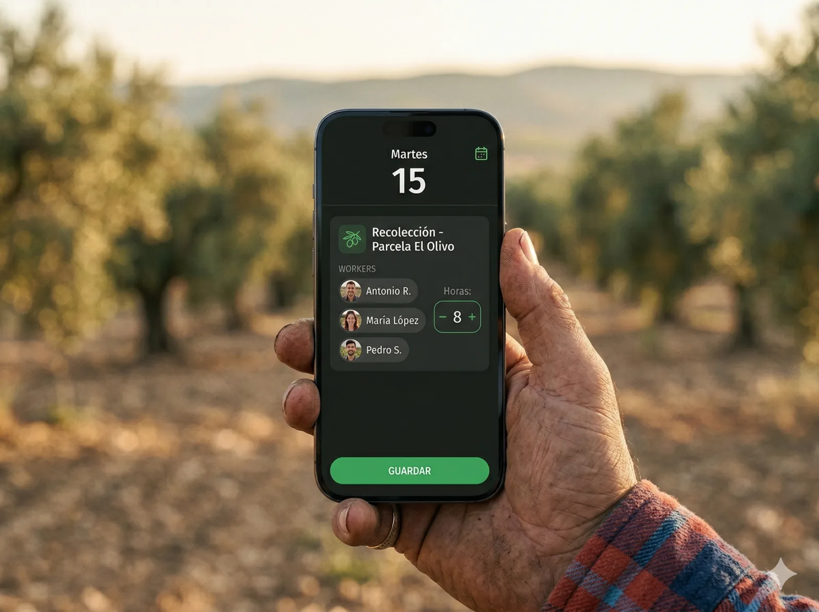 Asignación de trabajadores a una tarea desde el móvil en MiOlivar